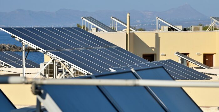 Photovoltaic solar panels used for energy efficient villas